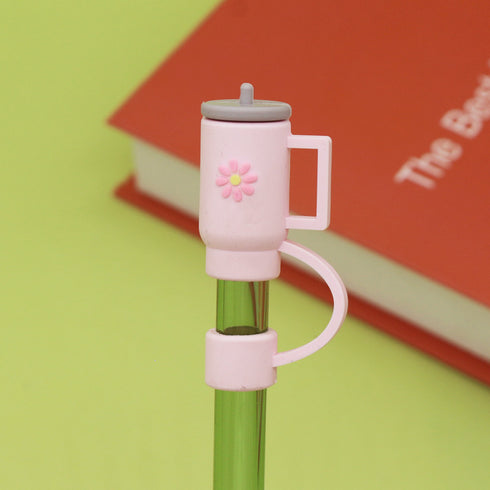 Silicone Straw Covers Cap with Tumbler 10mm Cute Tumbler Straw Toppers for Tumblers, Dust-Proof Drinking Straw Caps for Reusable Straws Tips